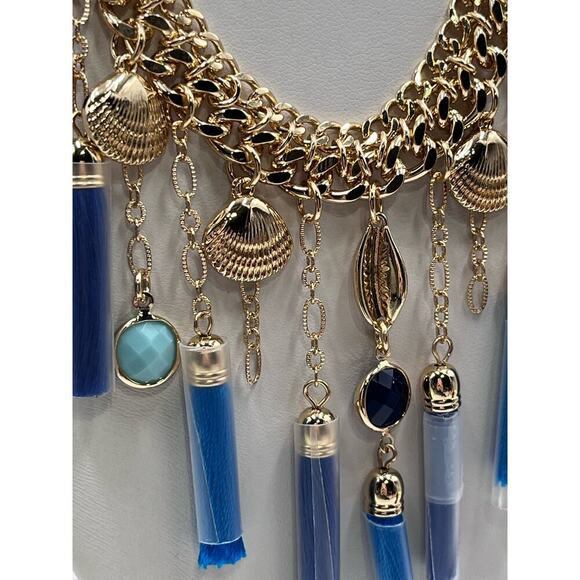 Lilly Pulitzer Seaside Tassel Bib 
Statement Necklace Capri Teal $88 New - Picture 12 of 12